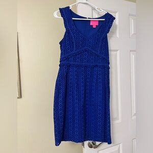 Lilly Pulitzer Blue Sleeveless V-Neck Midi Dress